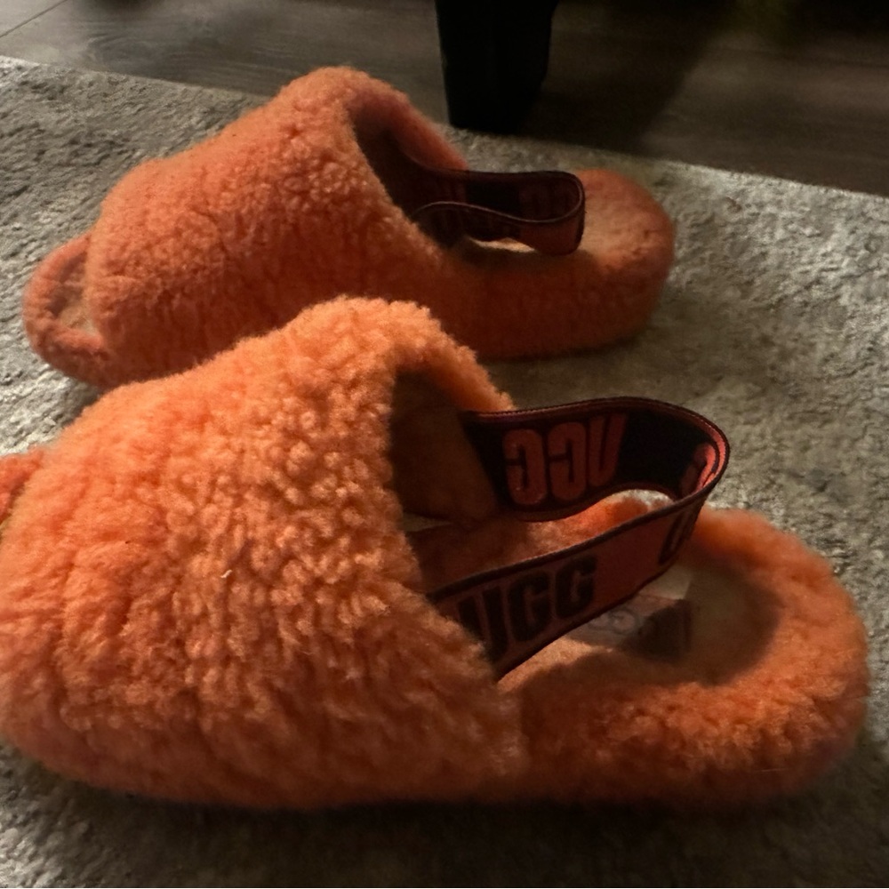 UGG Vibrant Orange Fuzzy Slippers